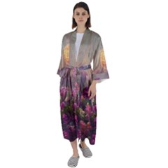 Floral Blossoms  Maxi Satin Kimono by Internationalstore