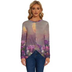 Floral Blossoms  Long Sleeve Crew Neck Pullover Top by Internationalstore