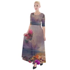 Floral Blossoms  Half Sleeves Maxi Dress by Internationalstore