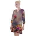 Floral Blossoms  Open Neck Shift Dress View1