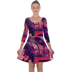 Fantasy  Quarter Sleeve Skater Dress by Internationalstore