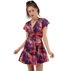 Fantasy  Flutter Sleeve Wrap Dress by Internationalstore