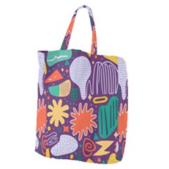 Colorful Shapes On A Purple Background Giant Grocery Tote by LalyLauraFLM