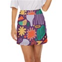 Colorful Shapes On A Purple Background Mini Front Wrap Skirt View1