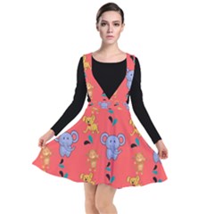 Elephant Monkey Dog Cartoon Plunge Pinafore Dress by Pakjumat