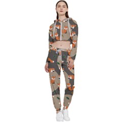 Fox Pattern Cropped Zip Up Lounge Set by Pakjumat