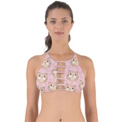 Cat Pattern Pink Cartoon Perfectly Cut Out Bikini Top by Pakjumat