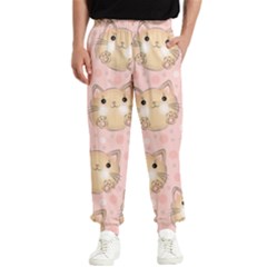 Cat Pattern Pink Cartoon Men s Elastic Waist Pants by Pakjumat