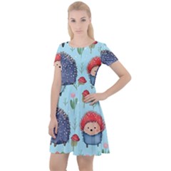 Hedgehogs Animal Cap Sleeve Velour Dress  by Pakjumat