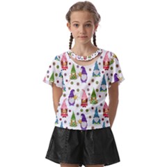 Gnomes Seamless Fantasy Pattern Kids  Front Cut T-shirt by Pakjumat