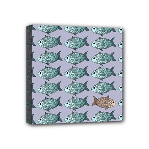 Fishes Pattern Background Theme Mini Canvas 4  X 4  (stretched) by Pakjumat