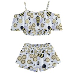 Bee Honeycomb Honeybee Insect Kids  Off Shoulder Skirt Bikini by Pakjumat