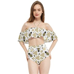 Bee Honeycomb Honeybee Insect Halter Flowy Bikini Set  by Pakjumat