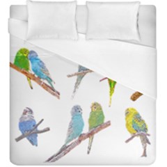 Parakeet T-shirtlots Of Colorful Parakeets - Cute Little Birds T-shirt Duvet Cover (king Size) by EnriqueJohnson