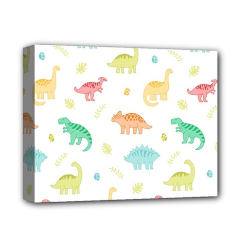 Animals Dinosaurs T-rex Pattern Deluxe Canvas 14  X 11  (stretched) by Pakjumat