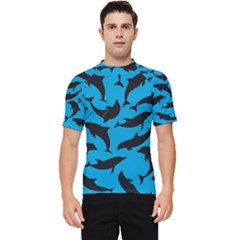 Dolphin Silhouette Pattern Men s Short Sleeve Rash Guard by Pakjumat