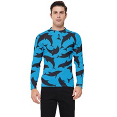 Dolphin Silhouette Pattern Men s Long Sleeve Rash Guard by Pakjumat