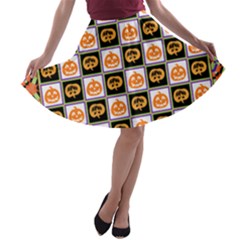 Lantern Chess Halloween A-line Skater Skirt by Pakjumat