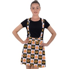 Lantern Chess Halloween Velvet Suspender Skater Skirt by Pakjumat