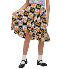 Lantern Chess Halloween Kids  Ruffle Flared Wrap Midi Skirt by Pakjumat