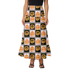 Lantern Chess Halloween Tiered Ruffle Maxi Skirt by Pakjumat