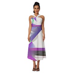 Abstract T- Shirt Purple Northern Lights Colorful Abstract T- Shirt Sleeveless Cross Front Cocktail Midi Chiffon Dress by EnriqueJohnson