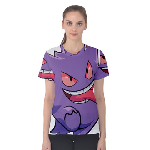 Purple Funny Monster Women s Cotton T-shirt by Sarkoni