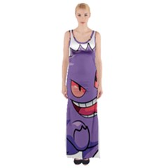 Purple Funny Monster Thigh Split Maxi Dress by Sarkoni