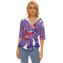 Purple Funny Monster Lightweight Drawstring Hooded Top by Sarkoni