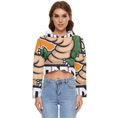 Funny Crocodile Women s Lightweight Cropped Hoodie by Sarkoni