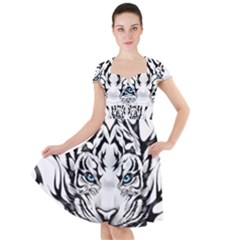 White And Black Tiger Cap Sleeve Midi Dress by Sarkoni