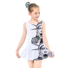 Funny Statue Of Liberty Parody Kids  Skater Dress Swimsuit by Sarkoni
