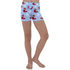 Christmas Background Pattern Kids  Lightweight Velour Yoga Shorts by uniart180623