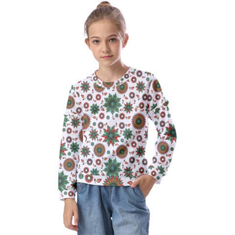 Pattern Abstract Seamless Kids  Long Sleeve T-shirt With Frill  by uniart180623