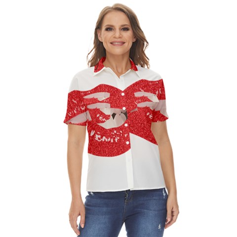 Lips -25 Women s Short Sleeve Double Pocket Shirt by SychEva