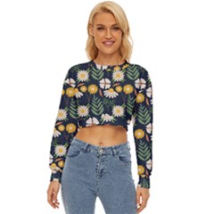 Flower Grey Pattern Floral Lightweight Long Sleeve Sweatshirt by Dutashop