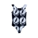 Black And White Deadhead Grateful Dead Steal Your Face Pattern Kids  Frill Swimsuit View1