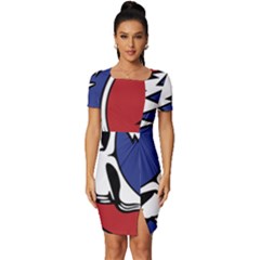 Grateful Dead Fitted Knot Split End Bodycon Dress by Sarkoni