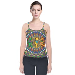 Grateful Dead Pattern Velvet Spaghetti Strap Top by Sarkoni