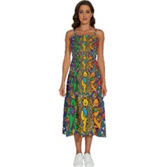 Grateful Dead Pattern Sleeveless Shoulder Straps Boho Dress by Sarkoni