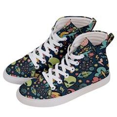 Alien Rocket Space Aesthetic Women s Hi-top Skate Sneakers by Sarkoni