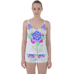 Flower Illustration T- Shirtflower T- Shirt Tie Front Two Piece Tankini