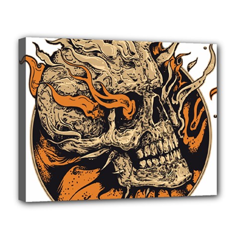 Human Skull  Skull Art Skeleton Illustration Canvas 14  X 11  (stretched) by uniart180623