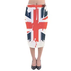 Union Jack England Uk United Kingdom London Velvet Midi Pencil Skirt by uniart180623