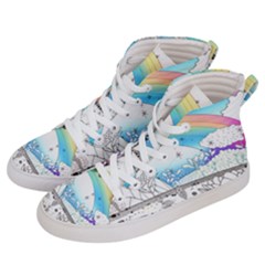 Rainbow Fun Cute Minimal Doodle Drawing Women s Hi-top Skate Sneakers by uniart180623