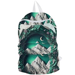 Christmas Wreath Winter Mountains Snow Stars Moon Foldable Lightweight Backpack by uniart180623