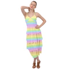 Cute Pastel Rainbow Stripes Layered Bottom Dress by Ket1n9