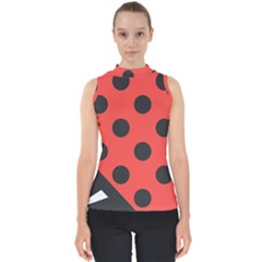 Abstract-bug-cubism-flat-insect Mock Neck Shell Top by Ket1n9