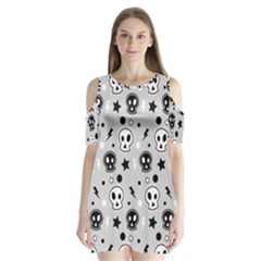 Skull-pattern- Shoulder Cutout Velvet One Piece by Ket1n9