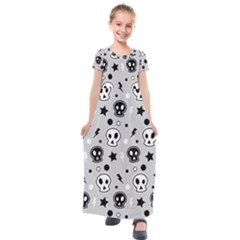 Skull-pattern- Kids  Short Sleeve Maxi Dress by Ket1n9